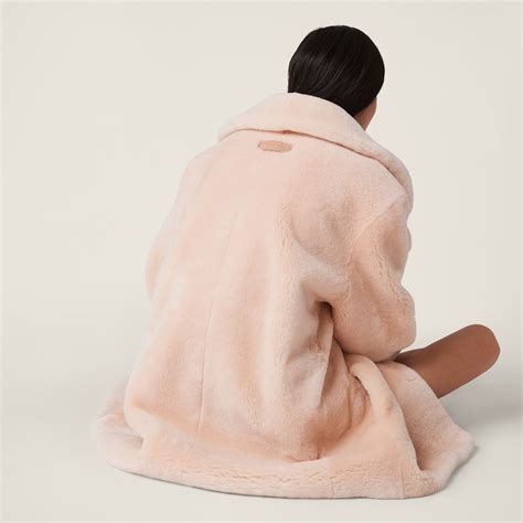 miu miu shearling coat|Peach Shearling Coat .